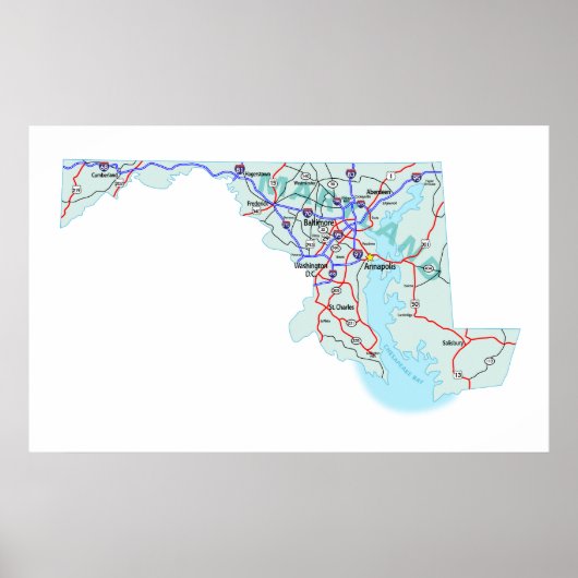 Maryland Interstate Map Print (Voorkant)