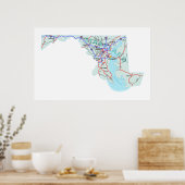 Maryland Interstate Map Print (Keuken)
