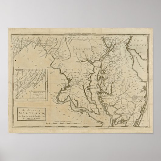  Maryland-kaart 1795 Poster (Voorkant)