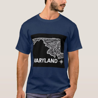 Maryland Kaart Extra Groot T-shirt
