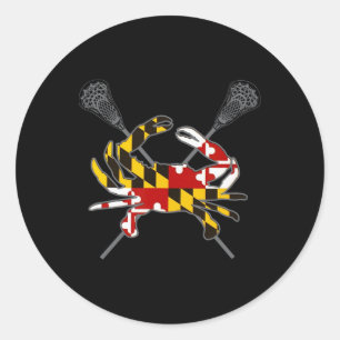 Maryland Krab Lacrosse Crossed Stick MD Vlag Match Ronde Sticker