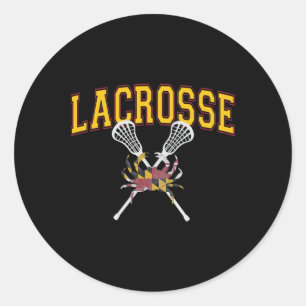 Maryland Krab Lacrosse gekruiste sticks Lax MD Vla Ronde Sticker