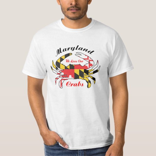 Maryland krab met T-shirt met steamed crabs vlag (Voorkant)