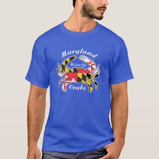 Maryland krab met T-shirt met steamed crabs vlag (Voorkant)