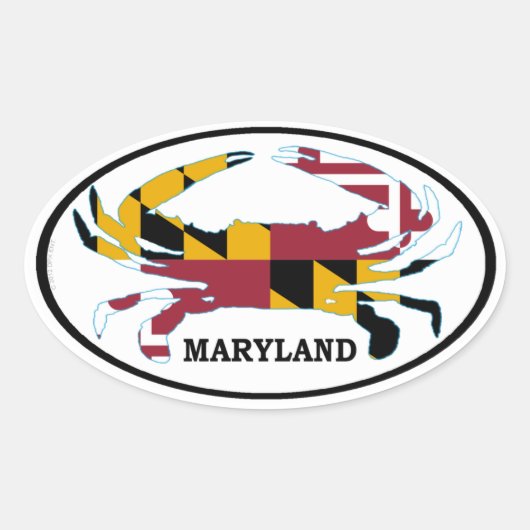 Maryland Krab Vlag Ovaal Decal (set van 4) Ovale Sticker (Voorkant)