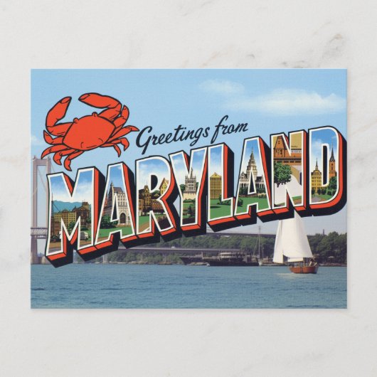 Maryland Krabbenbrug Kust Briefkaart (Voorkant)