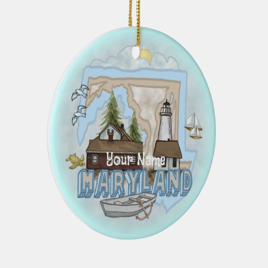 Maryland Lighthouse aangepaste naam ornament (Rechts)