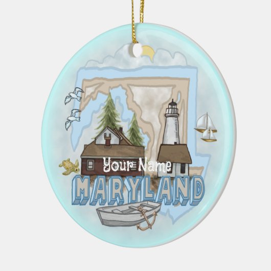 Maryland Lighthouse aangepaste naam ornament (Links)