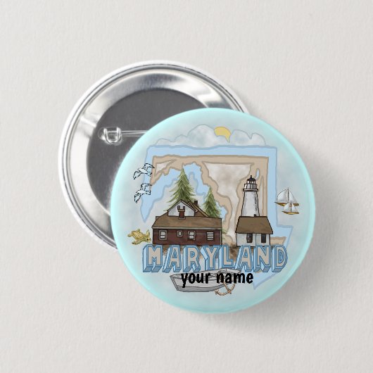 Maryland Lighthouse-pinknop Ronde Button 5,7 Cm (Voorkant /achterkant)