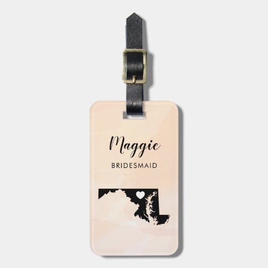 Maryland Map Bagagelabel, Wedding Party Welcome Bagagelabel (Voorkant verticaal)