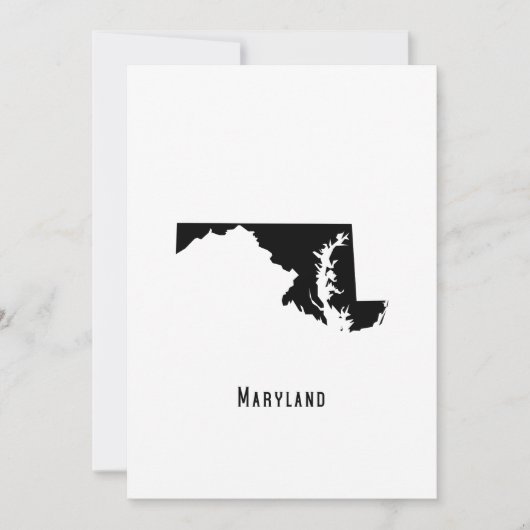 Maryland Map - Black and White Modern Maryland Map Kaart (Voorkant)