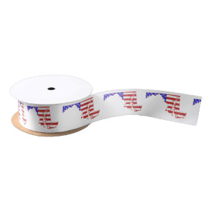 Maryland Map Shaped American Flag Patriotic Satijnen Lint