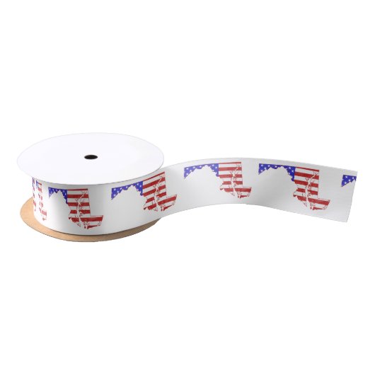Maryland Map Shaped American Flag Patriotic Satijnen Lint (Spoel)