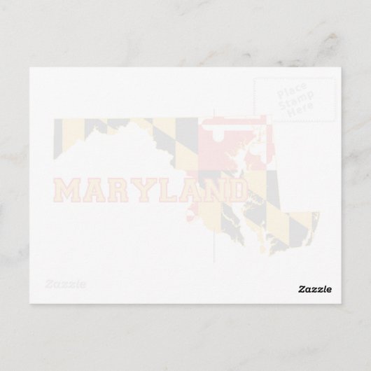 Maryland Map Shaped State Flag Name Marylander Briefkaart (Achterkant)