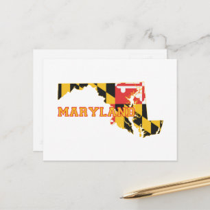 Maryland Map Shaped State Flag Name Marylander Briefkaart