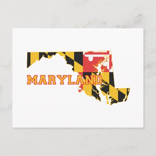 Maryland Map Shaped State Flag Name Marylander Briefkaart (Voorkant)