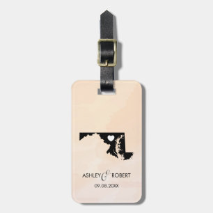 Maryland Map Wedding Bagagelabel, Couple's Name Bagagelabel