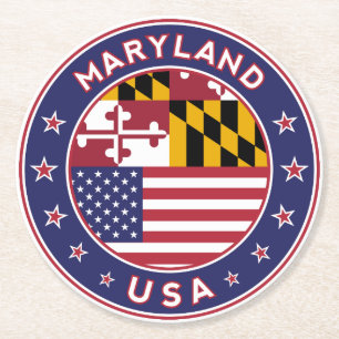 Maryland, Maryland sticker, telefooncel, tas Ronde Kartonnen Onderzetter