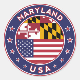 Maryland, Maryland sticker, telefooncel, tas Ronde Sticker