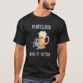 Maryland MD doet het beter MD State Blue Crab Beer T-shirt (Voorkant)