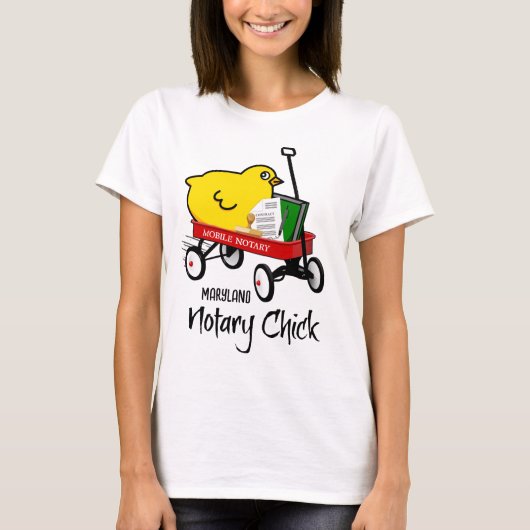 Maryland Mobile Notary Chick Red Wagon T-shirt (Voorkant)