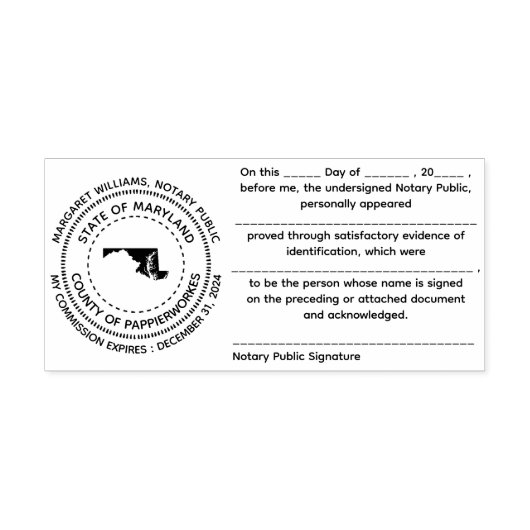 Maryland Notaris publieke erkenningsstempel Zelfinktende Stempel (Design)