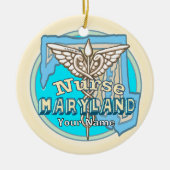 Maryland Nurse Caduceus  Keramisch Ornament (Voorkant)