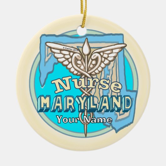 Maryland Nurse Caduceus  Keramisch Ornament (Voorkant)