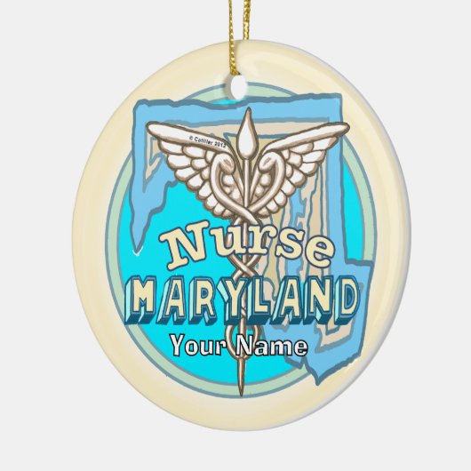 Maryland Nurse Caduceus  Keramisch Ornament (Links)