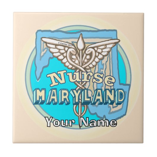Maryland Nurse Caduceus Tile Tegeltje (Voorkant)