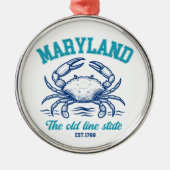 Maryland Old Line State Crab Graphic Metalen Ornament (Voorkant)