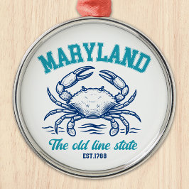 Maryland Old Line State Crab Graphic Metalen Ornament