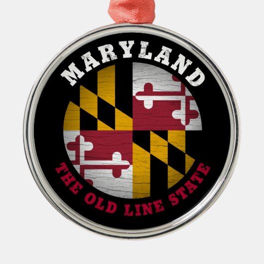 MARYLAND OLD LINE STATE FLAG METALEN ORNAMENT (Voorkant)