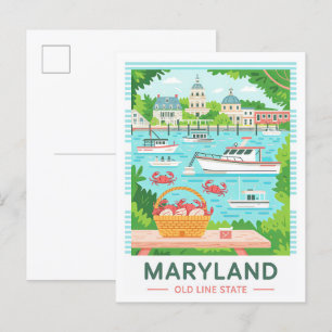 Maryland Old Line State Verenigde Staten Zomer Rei Briefkaart