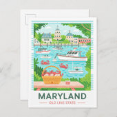 Maryland Old Line State Verenigde Staten Zomer Rei Briefkaart (Voorkant / Achterkant)