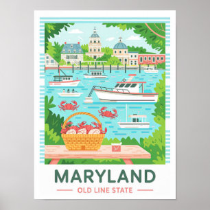 Maryland Old Line State Verenigde Staten Zomer Rei Poster