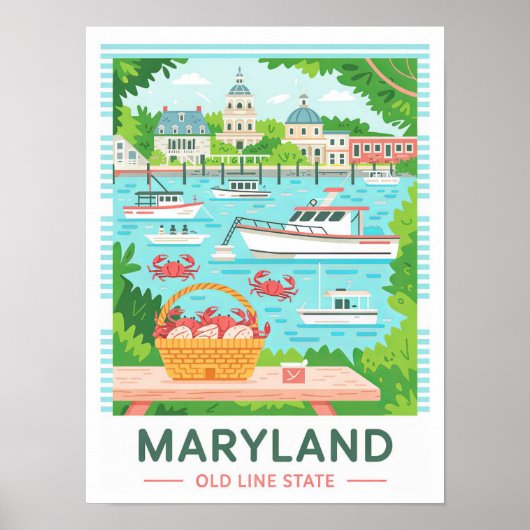 Maryland Old Line State Verenigde Staten Zomer Rei Poster (Voorkant)