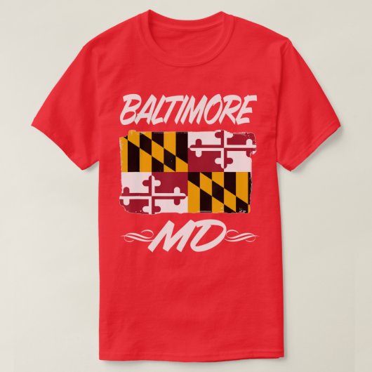 Maryland Pride Love Baltimore met Maryland vlag T-shirt (Design voorkant)