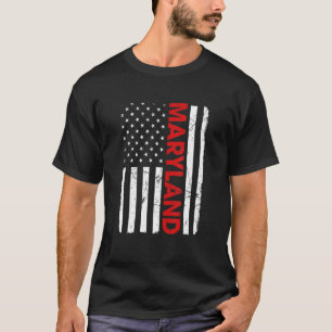 Maryland Pride Retro Vintage Oude Amerikaanse Vlag T-shirt