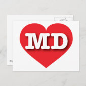 Maryland Red Heart - Ik hou van MD Briefkaart (Voorkant / Achterkant)