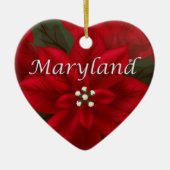 Maryland Red Poinsettia Heart Keepomwille Ornament (Voorkant)