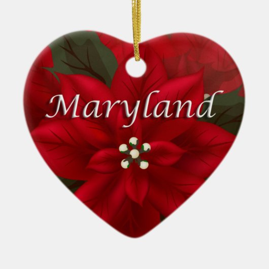 Maryland Red Poinsettia Heart Keepomwille Ornament (Voorkant)