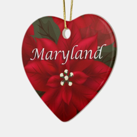 Maryland Red Poinsettia Heart Keepomwille Ornament (Links)