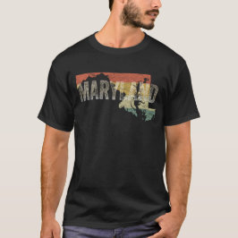 Maryland Retro Sunset State Map T-shirt