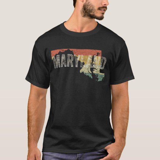 Maryland Retro Sunset State Map T-shirt (Voorkant)