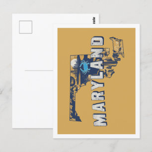 Maryland Retro Travel Design Iconische Verenigde S Briefkaart