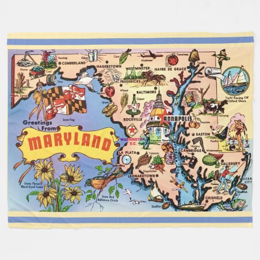 Maryland Retro Werpdeken Fleece Deken (Voorkant (Horizontaal))
