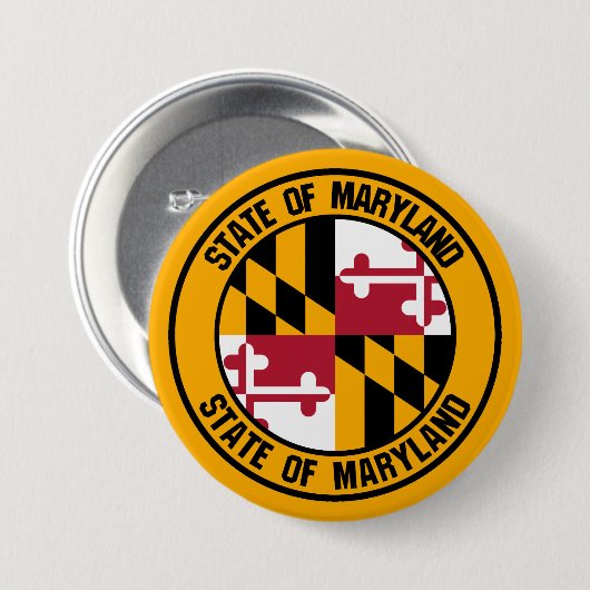 Maryland Round Emblem Ronde Button 7,6 Cm (Voorkant /achterkant)