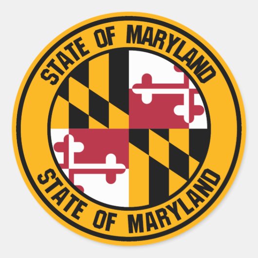 Maryland Round Emblem Ronde Sticker (Voorkant)