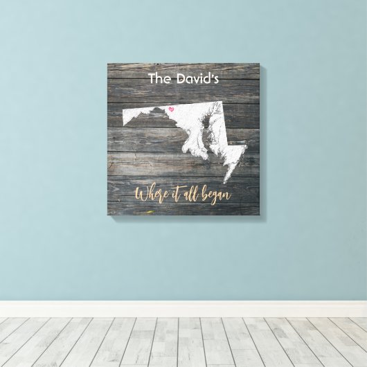 Maryland Rustic Stretched Canvas Print (Insitu (Houten vloer))